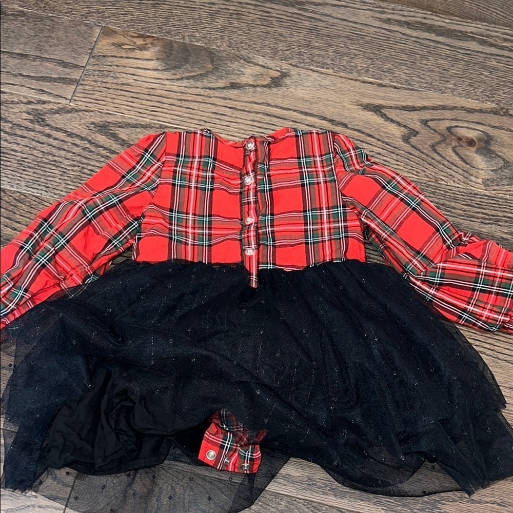 Andy & Evan Red Plaid Dress with Black Tulle Skirt 12-18 months baby sale - Picture 9 of 10